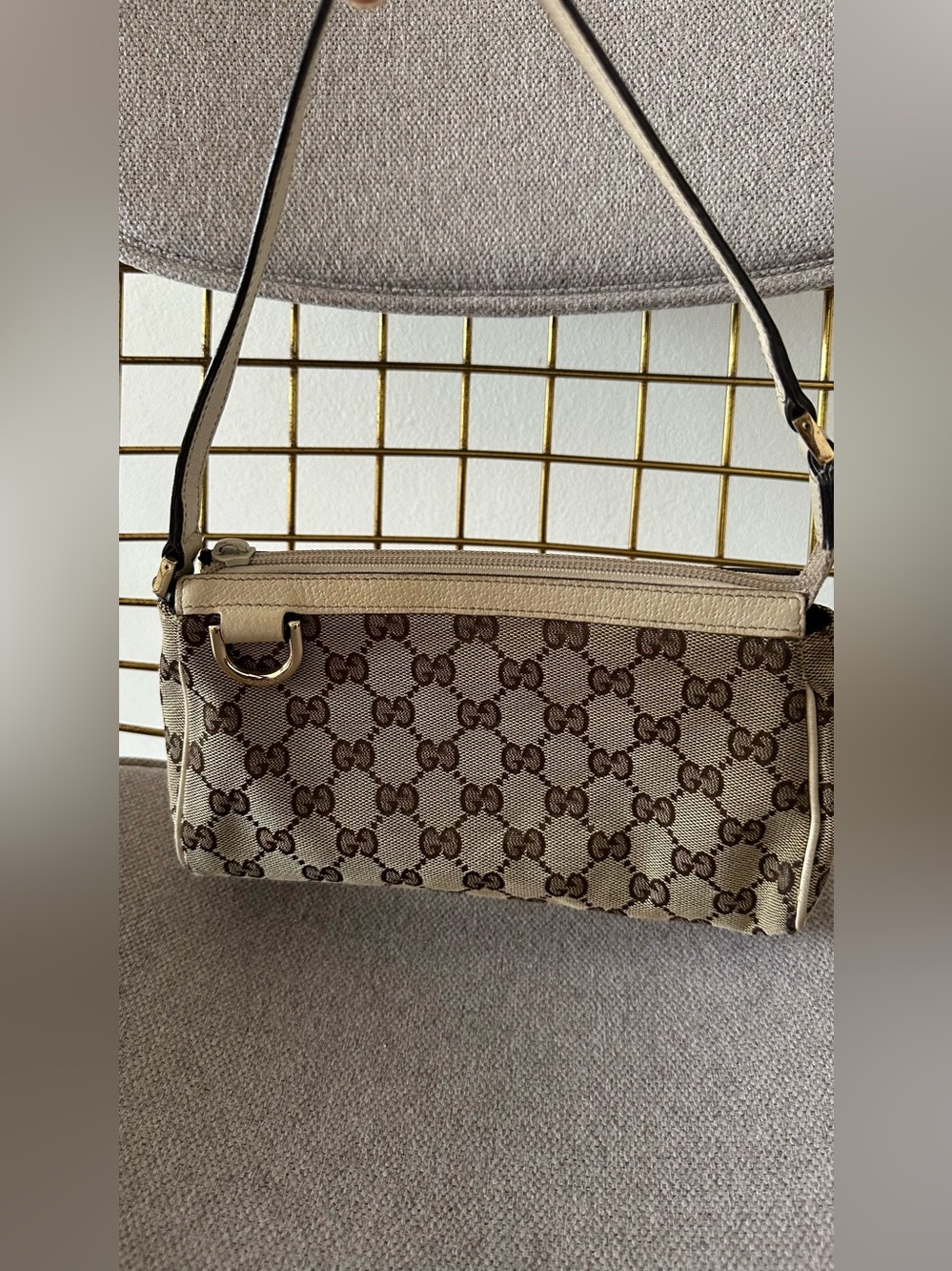 Gucci Beige/Brown Monogram Shoulder Bag